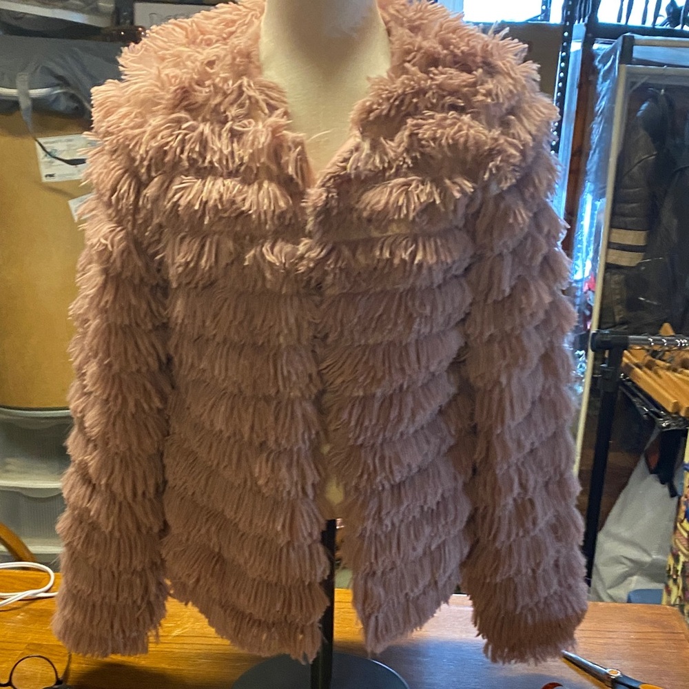 Women's Pale Pink Faux Fur Jacket